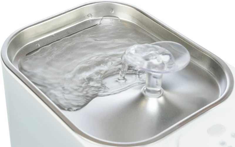 Aqua Square Trinkbrunnen für Hunde mit Bewegungserkennung und Edelstahltrinkschale