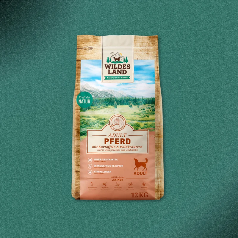12kg Wildes Land Classic Adult - Pferd mit Kartoffeln und Wildkräutern