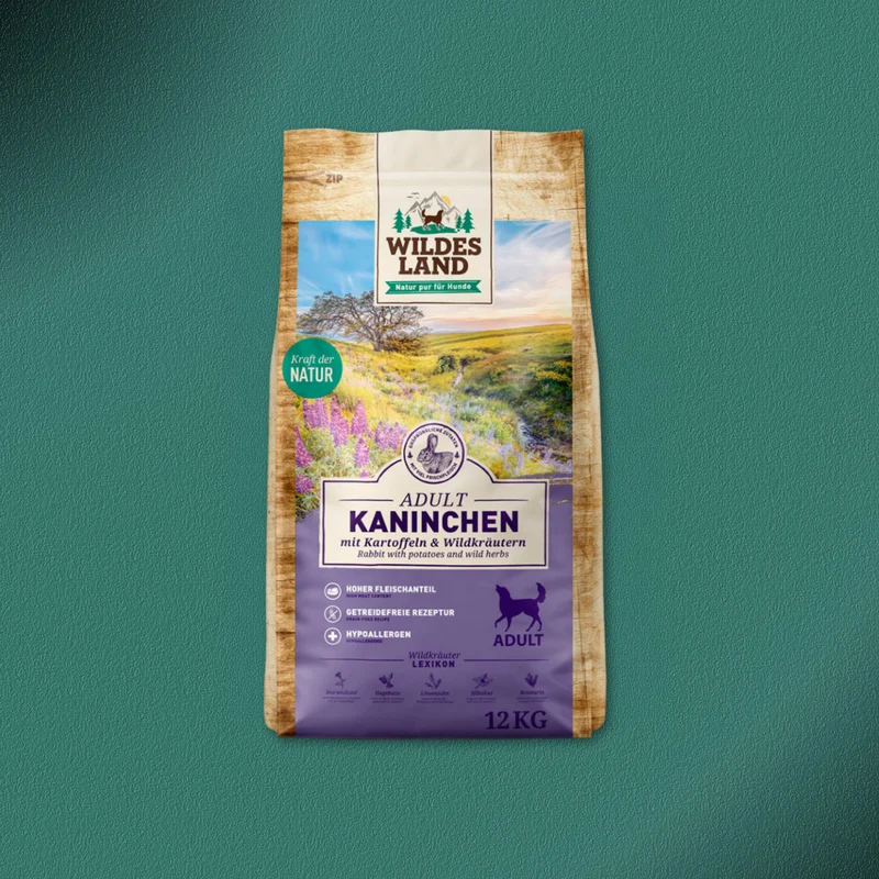 12kg Wildes Land Classic Adult - Kaninchen mit Kartoffeln und Wildkräutern