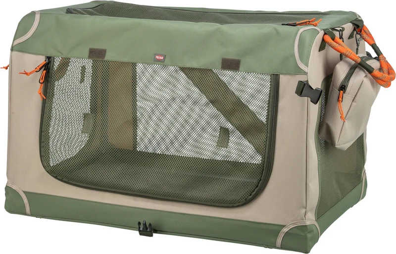 Faltbare Hundebox Comfy mit abnehmbarer Außentasche und Netzstoff