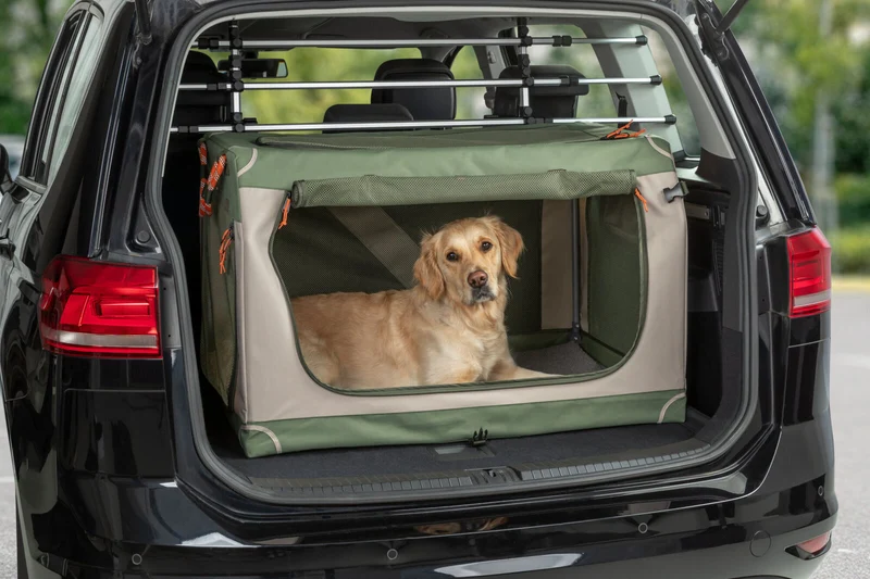 Faltbare Hundebox Comfy mit abnehmbarer Außentasche und Netzstoff