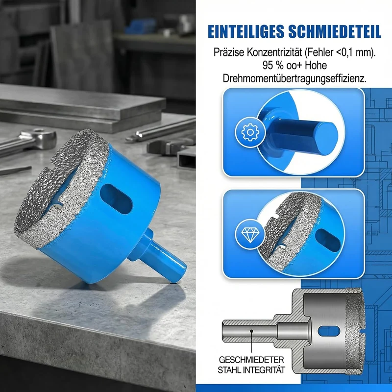 Diamant Fliesenbohrer Set 11 Stück 6-68mm Vakuum Gelötet Trockenbohren Porzellan Fliesen Keramik Gra