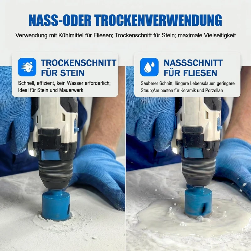 Diamant Fliesenbohrer Set 11 Stück 6-68mm Vakuum Gelötet Trockenbohren Porzellan Fliesen Keramik Gra