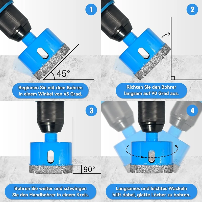 Diamant Fliesenbohrer Set 2 Stück 35 mm Vakuum Gelötet Trockenbohren Porzellan Fliesen Keramik Grani