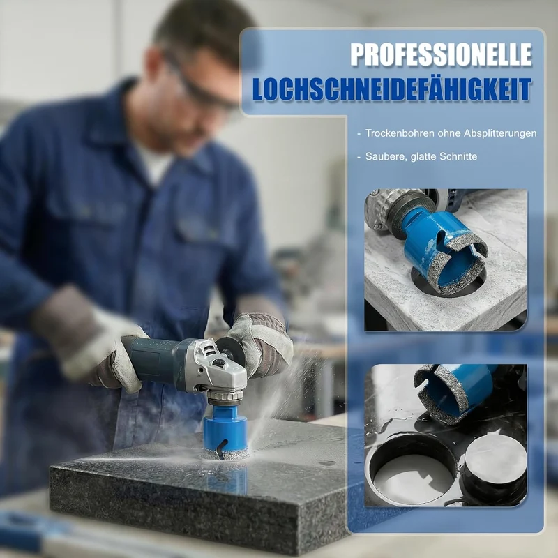 Diamant Fliesenbohrer Set 25/35/50/68/100mm - 7 Stücke Diamantbohrer Lochsäge mit 20mm Fingerfräser