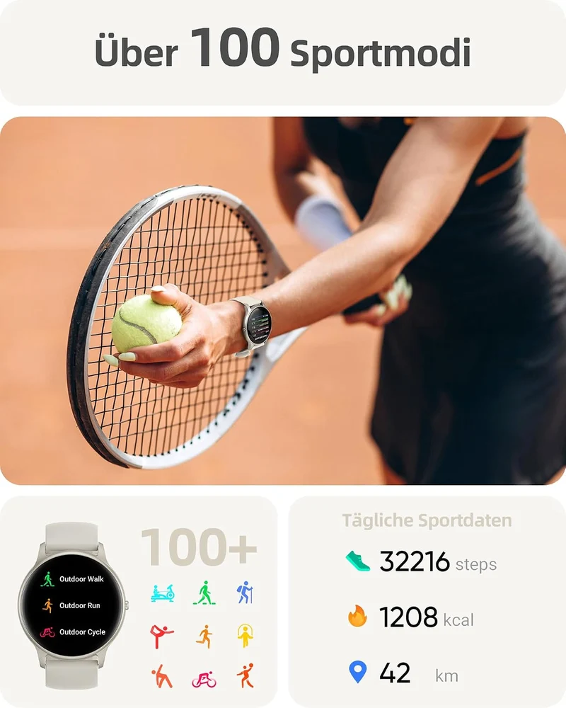 Parsonver Smartwatch Herren Damen mit Telefonfunktion, Leichte Fitnessuhr Sternsilber, Sternsilber