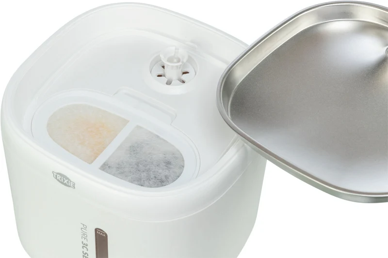 Aqua Pure Trinkbrunnen mit Edelstahltrinkschale und Wasserstandsanzeige