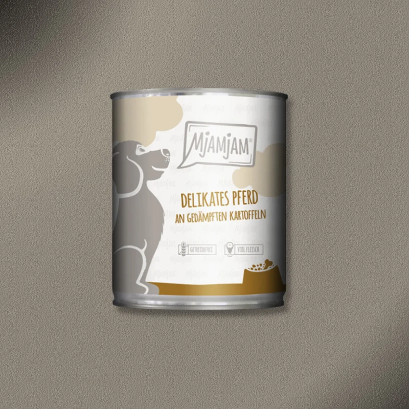 6x800g MjAMjAM Dog - Leckere Mahlzeiten - Delikates Pferd an gedämpften Kartoffeln