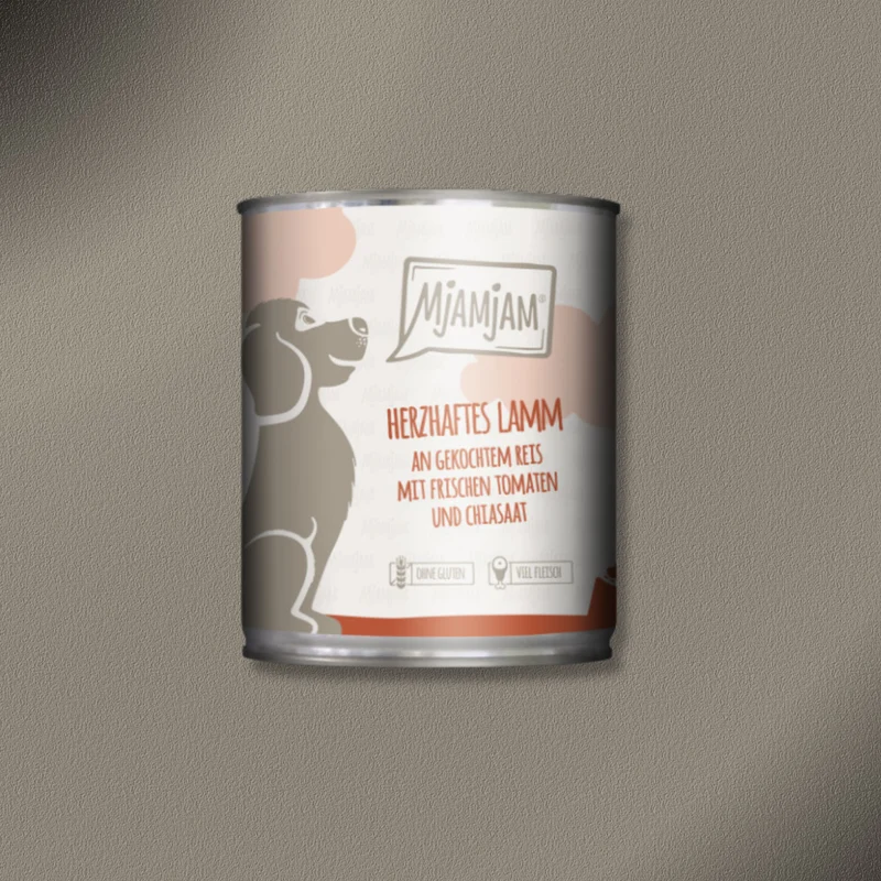 6x800g MjAMjAM Dog - Leckere Mahlzeiten - Herzhaftes Lamm an gekochtem Reis mit frischen Tomaten