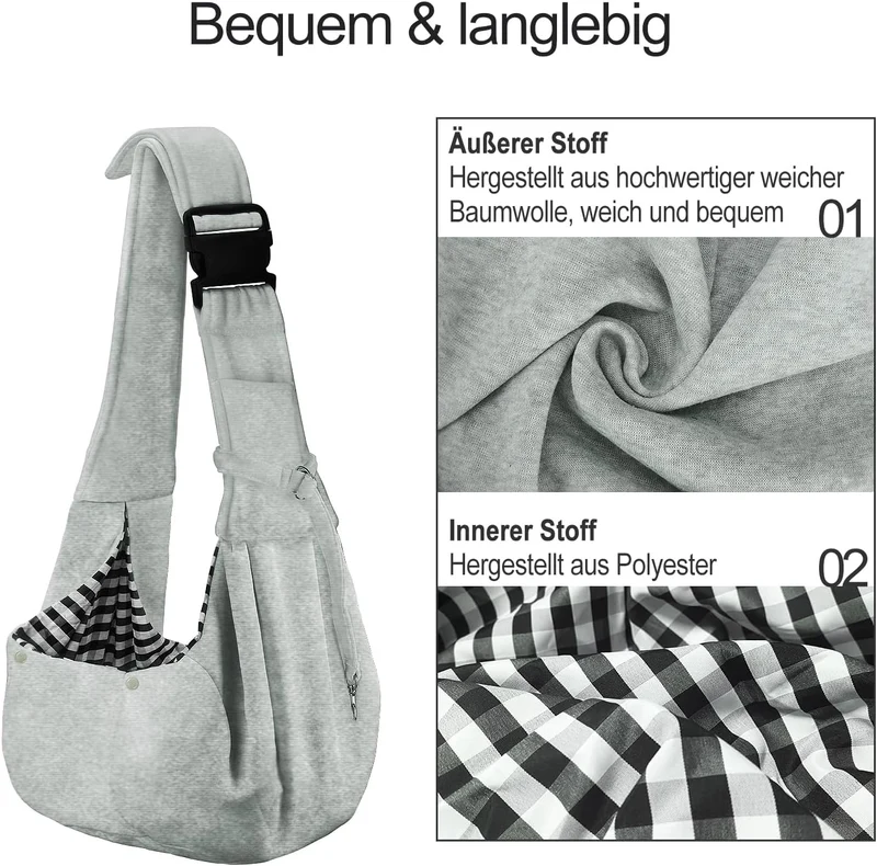 PETLOFT Tragetuch Hund, Reversibel Kleine Hundetrage, Einstellbar Pet Tragetuch, Freisprecheinrichtu