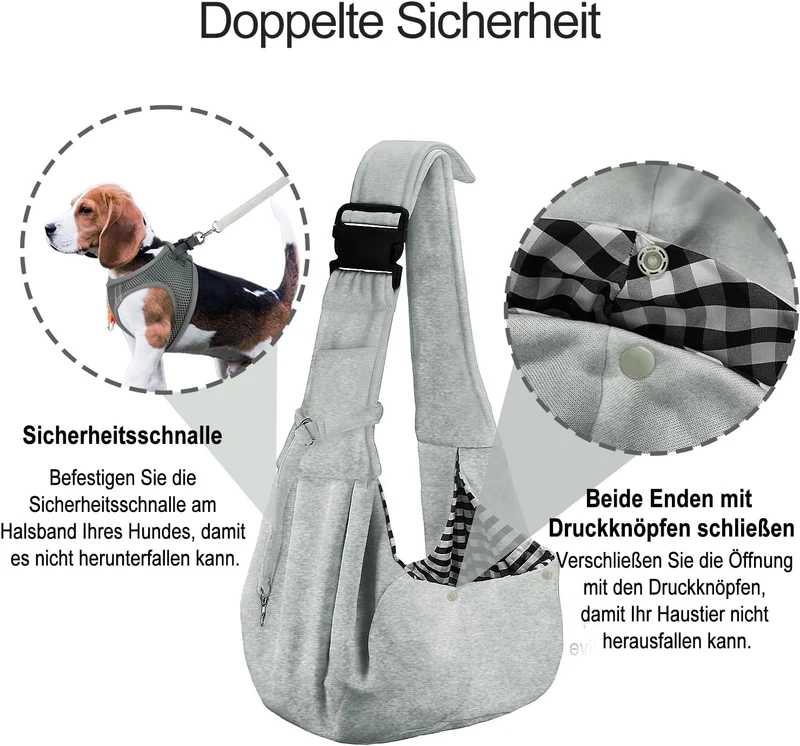 PETLOFT Tragetuch Hund, Reversibel Kleine Hundetrage, Einstellbar Pet Tragetuch, Freisprecheinrichtu