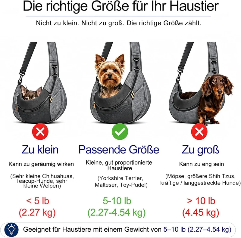 PETLOFT Tragetuch Hund, Reversibel Kleine Hundetrage, Einstellbar Pet Tragetuch, Freisprecheinrichtu