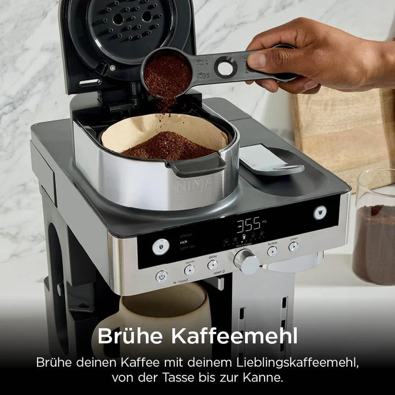 Ninja Prestige 2-in-1 Filterkaffee- und Kapselmaschine mit integriertem Milchaufschäumer, für Latte,