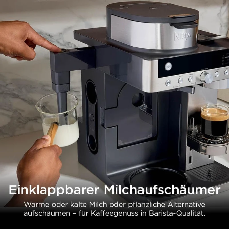 Ninja Prestige 2-in-1 Filterkaffee- und Kapselmaschine mit integriertem Milchaufschäumer, für Latte,