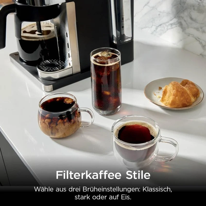 Ninja Prestige 2-in-1 Filterkaffee- und Kapselmaschine mit integriertem Milchaufschäumer, für Latte,