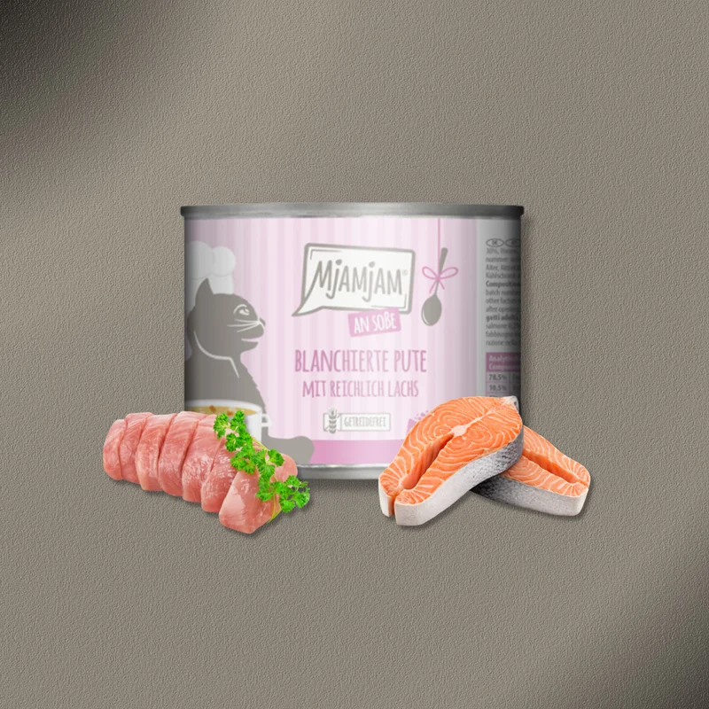 6x185g MjAMjAM Cat - blanchierte Pute mit reichlich Lachs an Soße