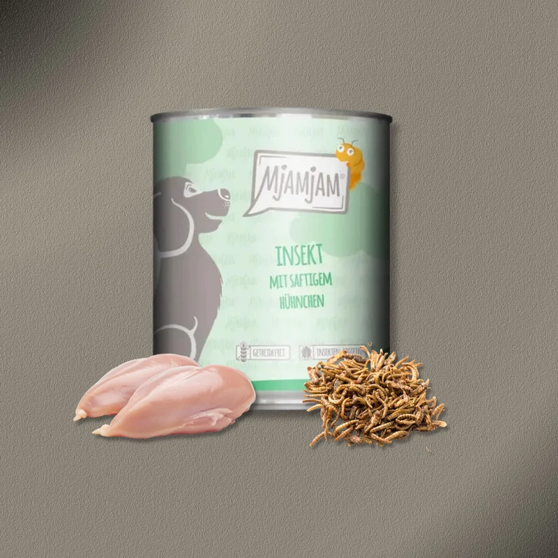 6x800g MjAMjAM Dog - Leckere Mahlzeiten - Insekt mit saftigem Hühnchen