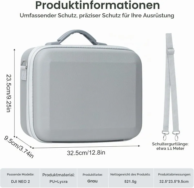 SYACHI Neo 2 Tasche, Tragbar PU Case für DJI Neo 2 Fly More Combo Zubehör