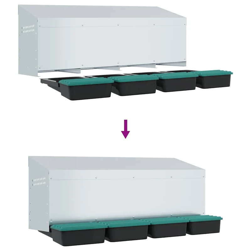 Abrollnest Hühner 4-fach Legenest Metall 106x50x46 cm Wandeinbau Eierfach