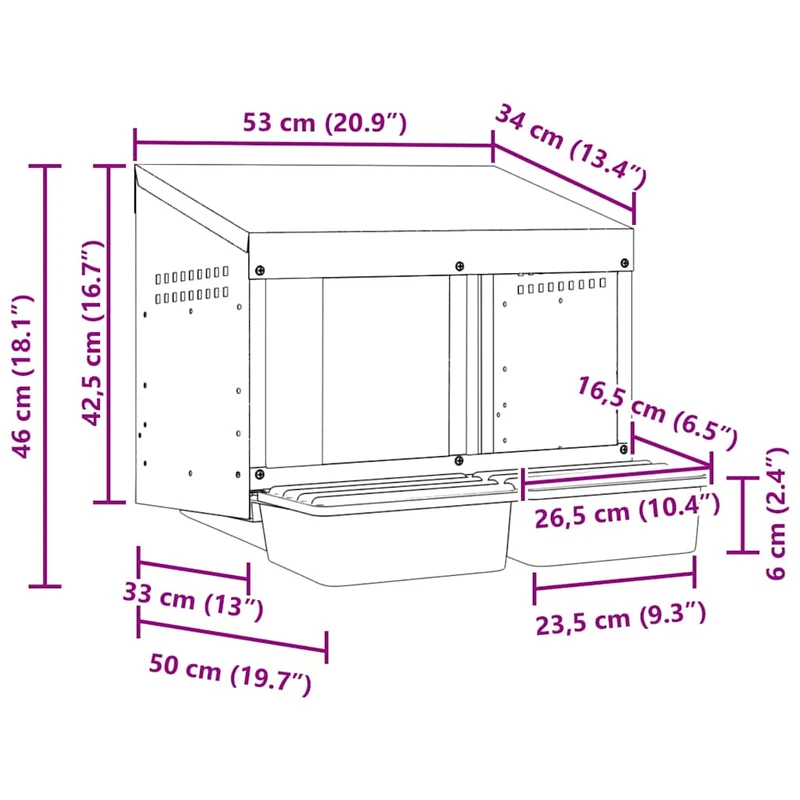 Abrollnest Hühner 2-fach Legenest Metall 53x50x46 cm Wandmontage Eierfach
