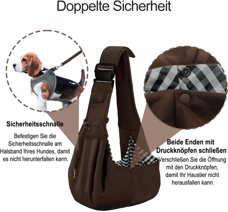 PetLoft Tragetuch Hund, Reversibel Kleine Hundetrage, Einstellbar Pet Tragetuch, Freisprecheinrichtu