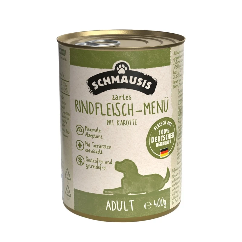 Schmausis Rindfleisch-Menü mit Karotte