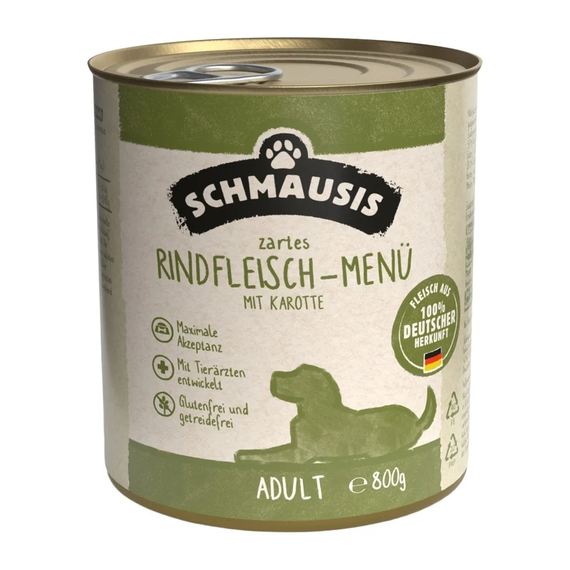 Schmausis Rindfleisch-Menü mit Karotte