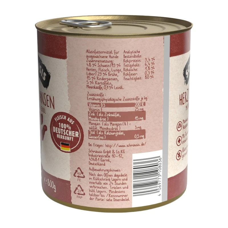 Schmausis Herz & Pansen mit Kartoffeln & Leinöl