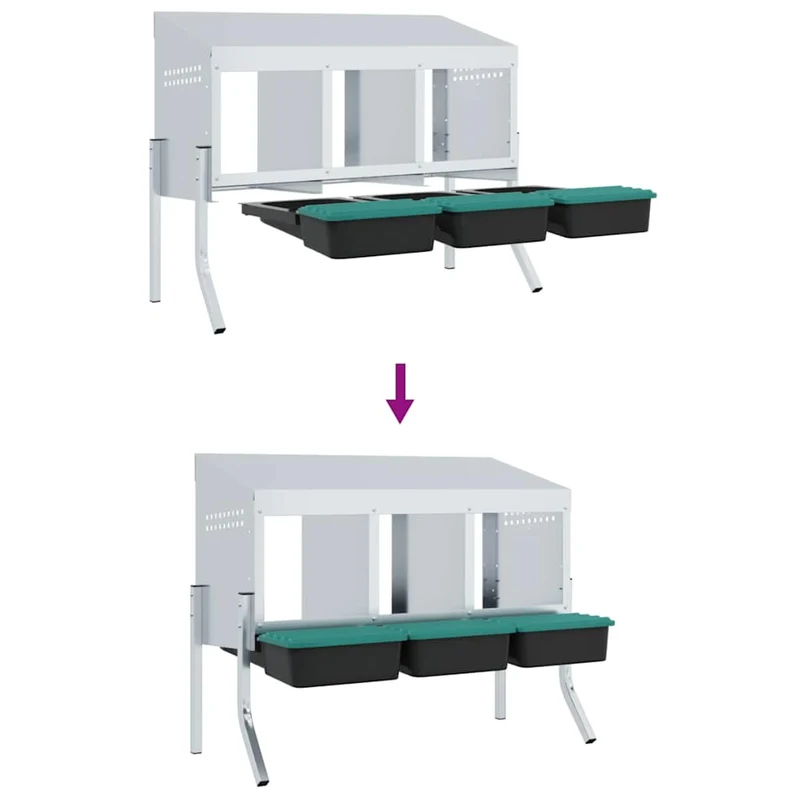 Abrollnest Hühner 3-fach Legenest Metall 83,5x50x68 cm höhenverstellbar
