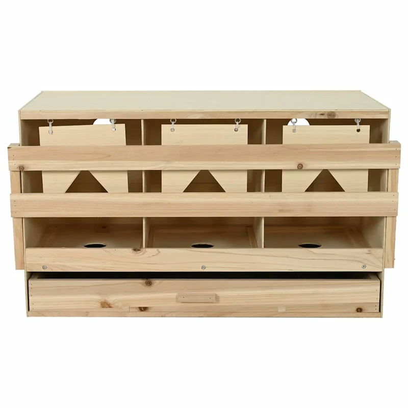 Abrollnest Hühner 3-fach Legenest Holz 96x40x45 cm Flachdach Eierfach