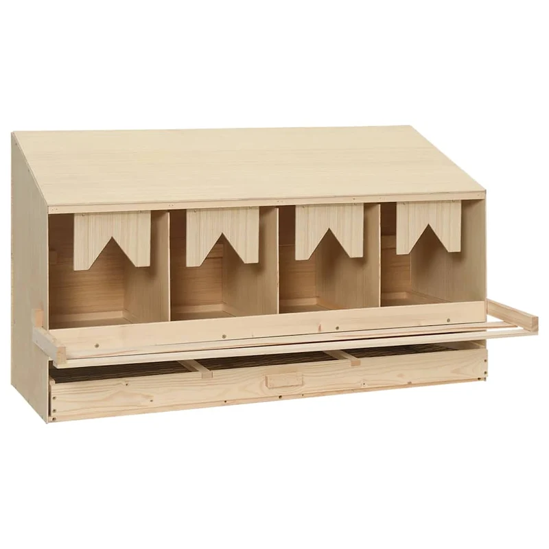 Abrollnest Hühner 4-fach Legenest Holz 106x40x59 cm Schrägdach Eierfach