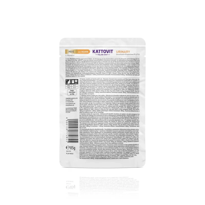 Kattovit Feline Diet Pate Urinary mit Huhn