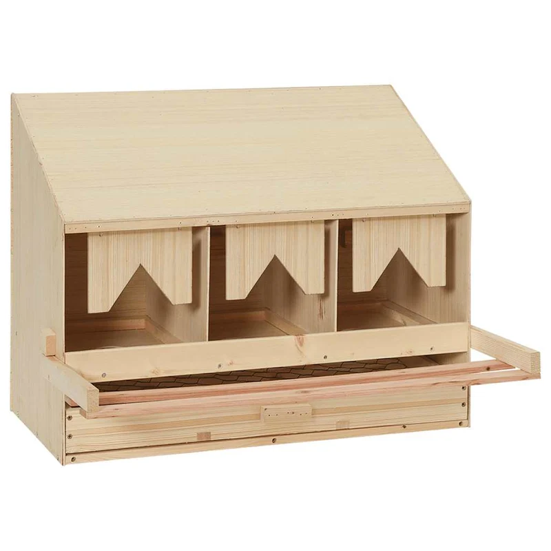 Abrollnest Hühner 3-fach Legenest Holz 72x33x54 cm Schrägdach Eierfach