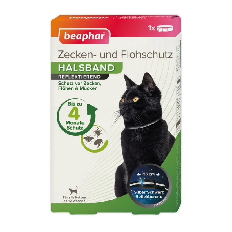 Beaphar Zecken- & Flohschutz Halsband für Katzen Reflektierend