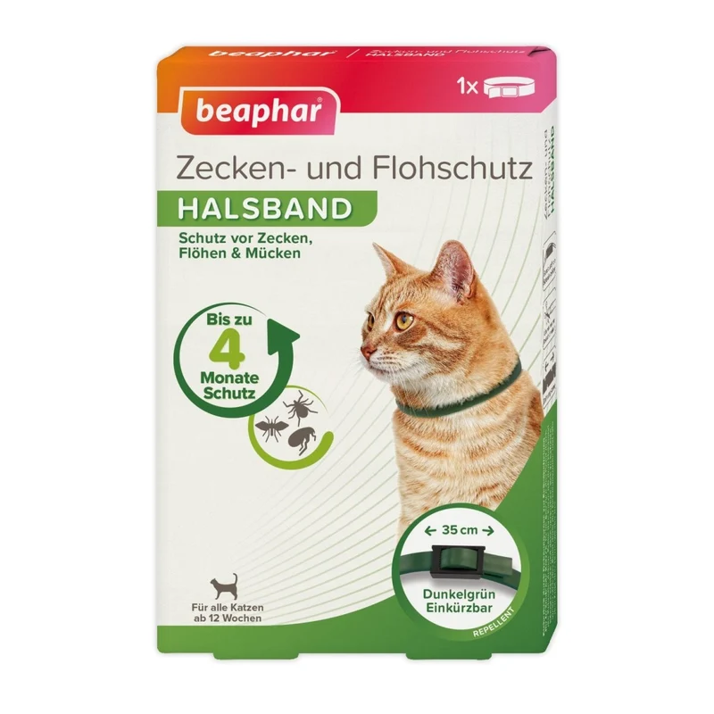 Beaphar Zecken- & Flohschutz Halsband für Katzen Grün