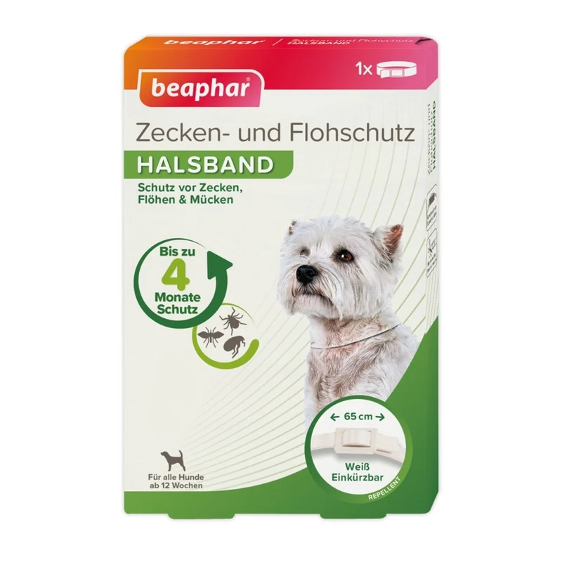 Beaphar Zecken- & Flohschutz Halsband für Hunde Weiß