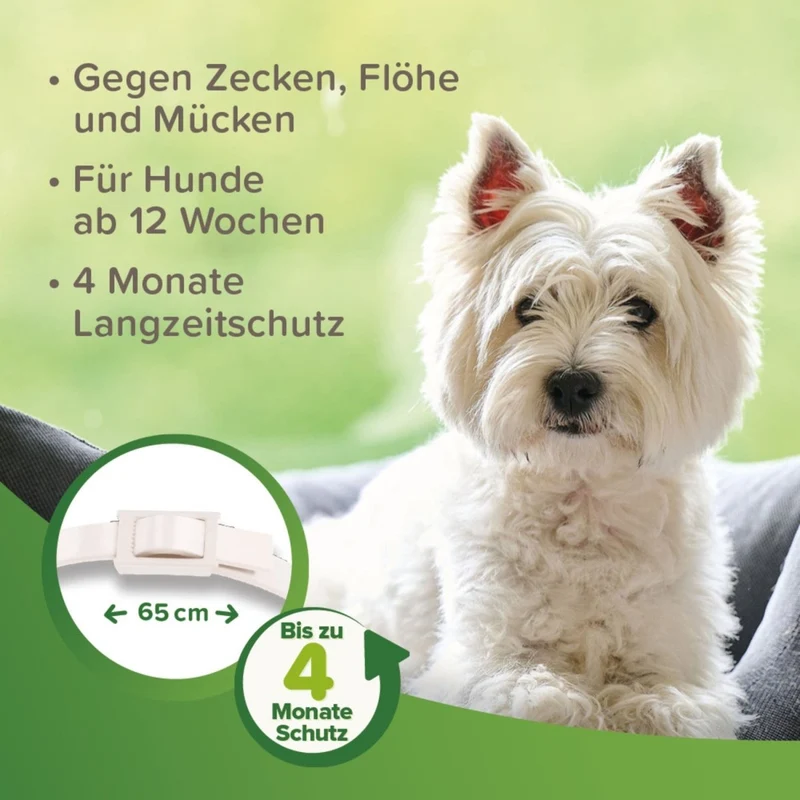 Beaphar Zecken- & Flohschutz Halsband für Hunde Weiß