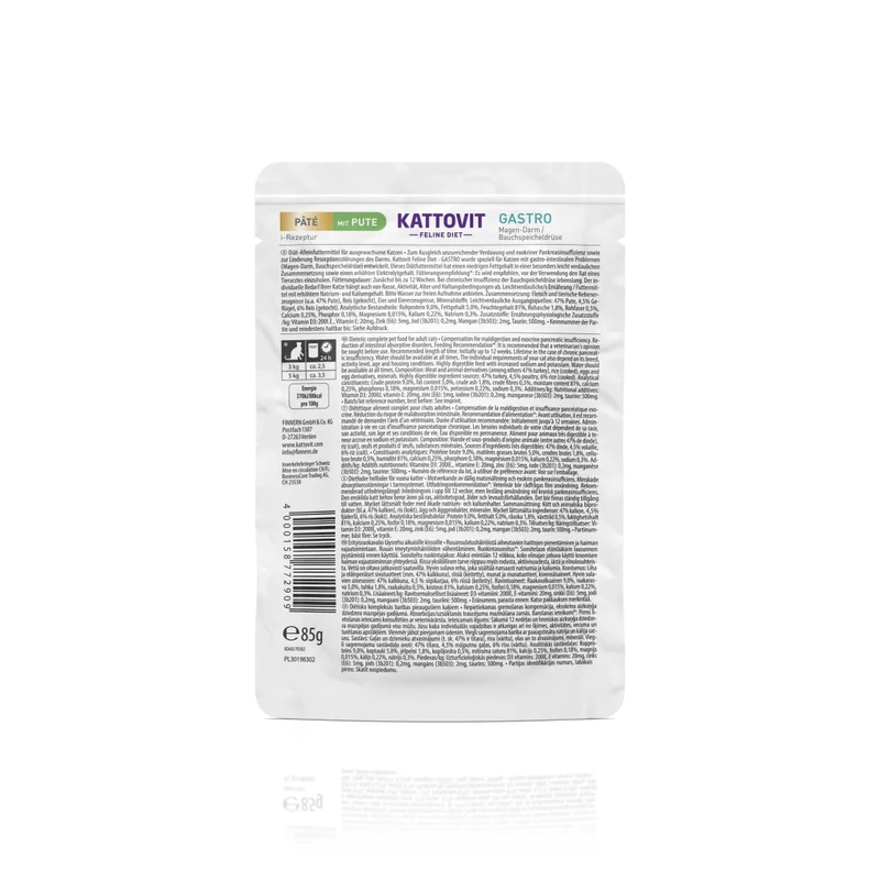 Kattovit Feline Diet Pate Gastro mit Pute