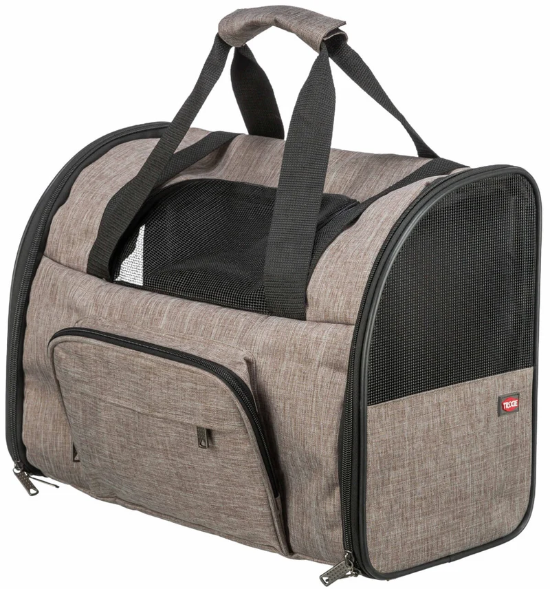 Katzen- und Hunderucksack Shiva mit Trolley-befestigungsgurt und Außentaschen, braun/beige