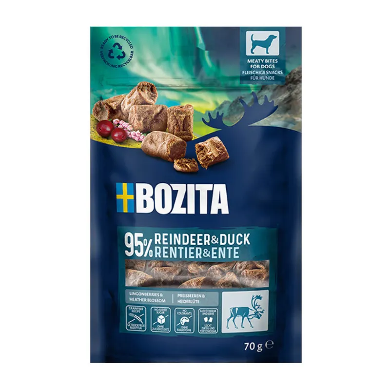 Bozita Meaty Bites Rentier und Ente 70g MHD 01.27