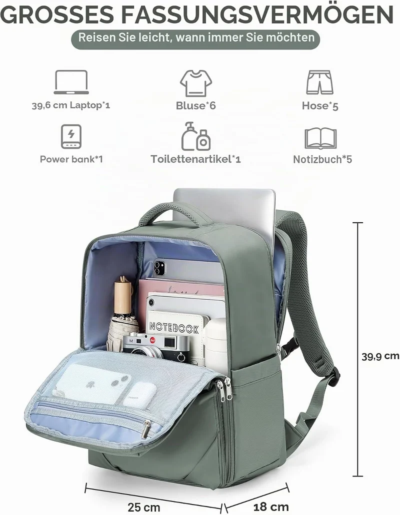 Reiserucksack Damen Ryanair Handgepäck 40x20x25 Rucksack Handgepäck Flugzeug Rucksack 40x20x25 Damen