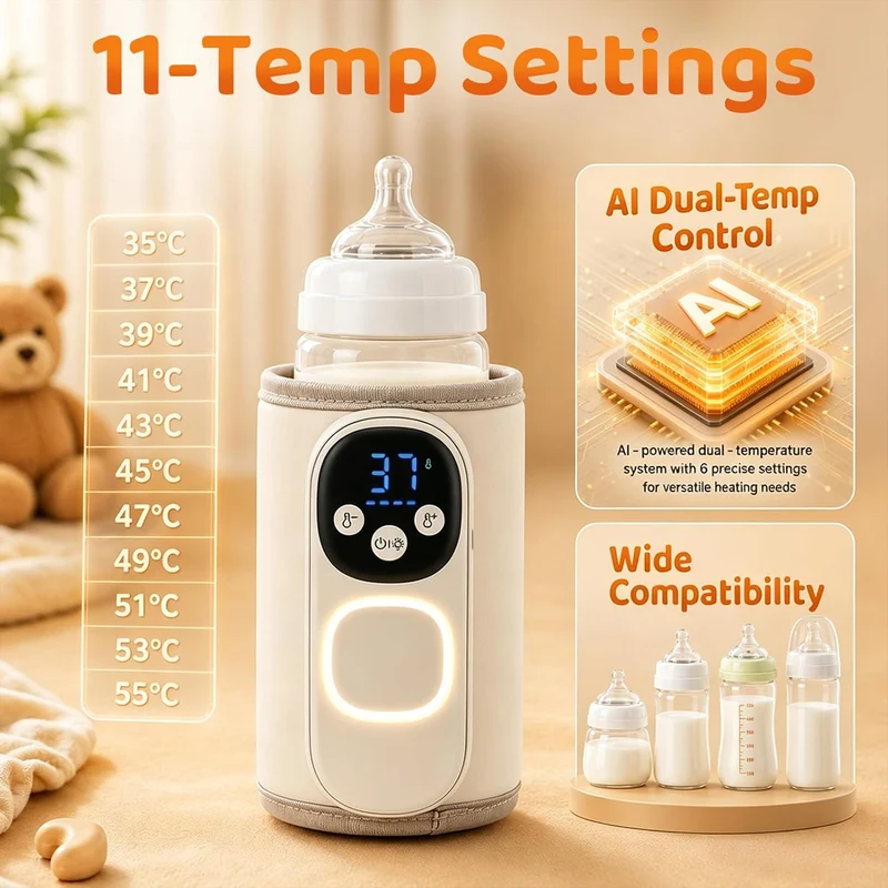 Flaschenwärmer Baby 8000mAh Akku 11 Stufen 35-55°C USB-C tragbar