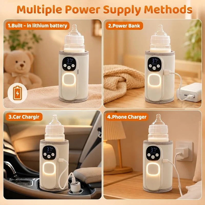 Flaschenwärmer Baby 8000mAh Akku 11 Stufen 35-55°C USB-C tragbar