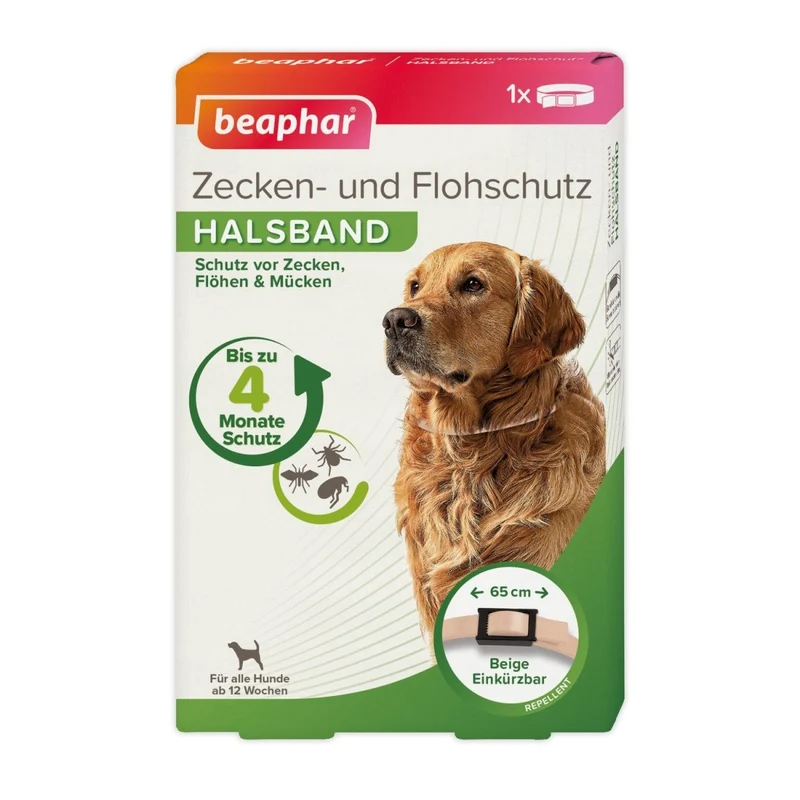 Beaphar Zecken- & Flohschutz Halsband für Hunde Beige