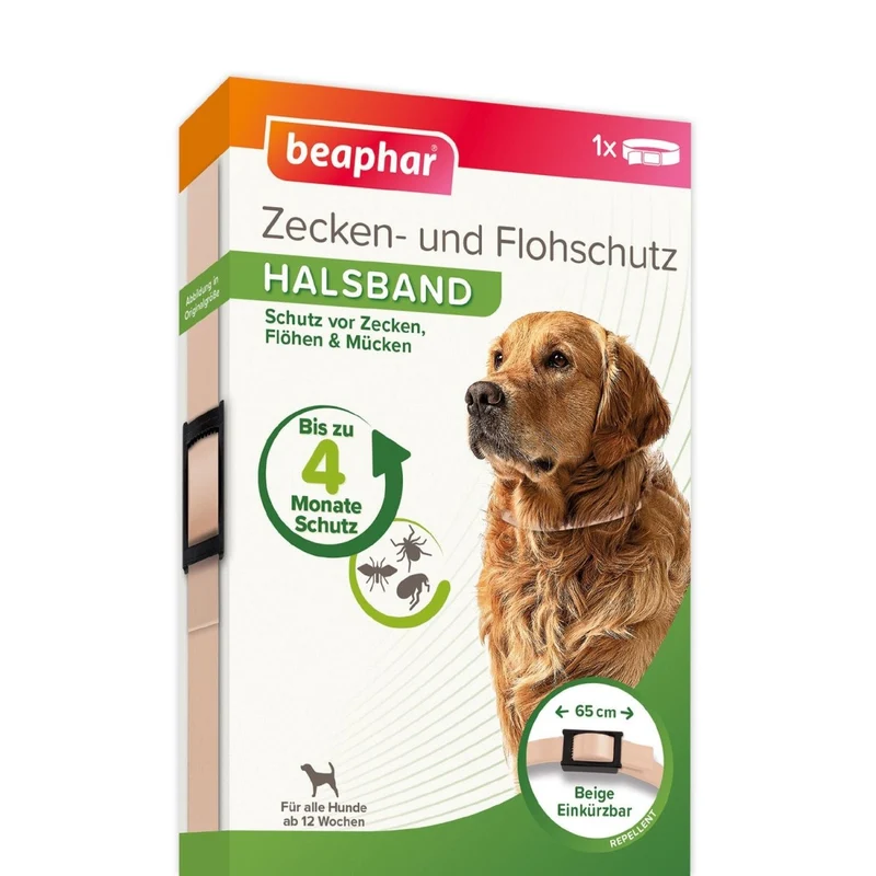 Beaphar Zecken- & Flohschutz Halsband für Hunde Beige