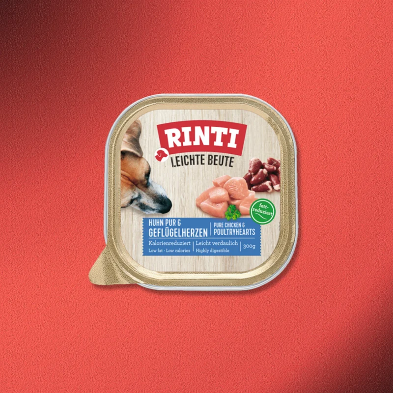 36x300g Rinti Leichte Beute Huhn pur mit ganzen Geflügelherzen