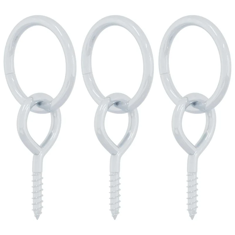 Anbinderinge mit Ösenschrauben 3 Stk. Silbern Stahl Barrenringe Schaukelringe