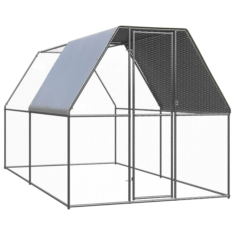 Hühnerkäfig Hühnerstall Stahl 2 x 4 x 2 m Auslauf Freigehege Tierkäfig Geflügelstalll