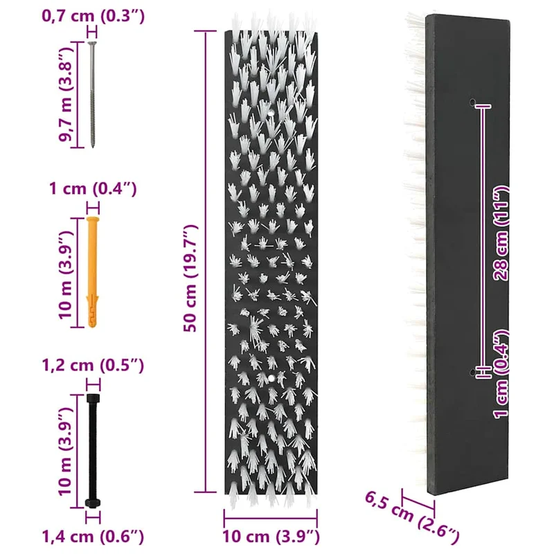 Rinderbürste Schwarz und Weiß 50 x 10 x 6.5 cm Fellbürste Kratzbürste