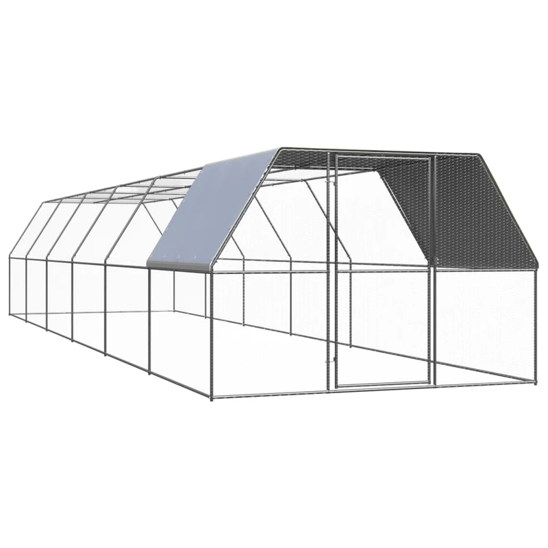 Hühnerkäfig Hühnerstall Stahl 3 x 12 x 2 m Auslauf Freigehege Tierkäfig Geflügelstall
